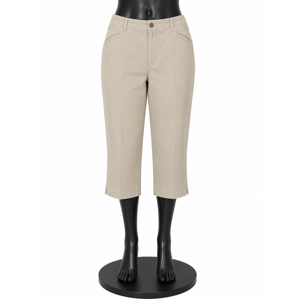 Liz Claiborne LizWear Women's Beige Capri Pants Size 16 Cropped Khaki Casual